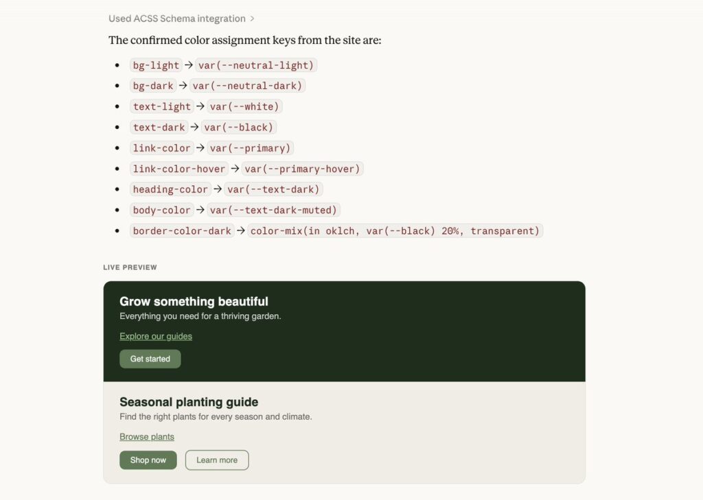 Querying ACSS styles in agent chat