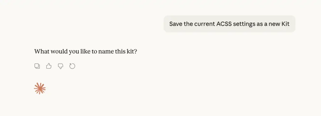 Asking the agent to save a kit